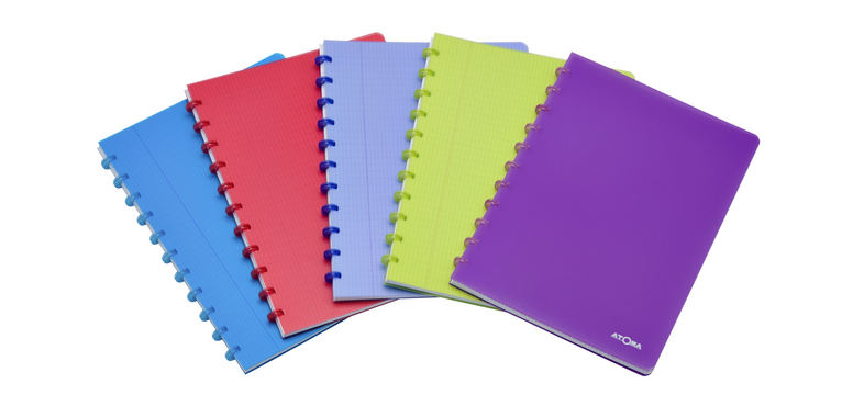 Cahier Atoma A4 uni 144 pages 90g PP transparent assorti