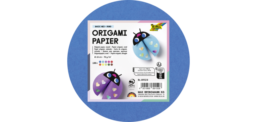 Feuilles de pliage Folia 70g rondes 15cm assorti 100 feuilles