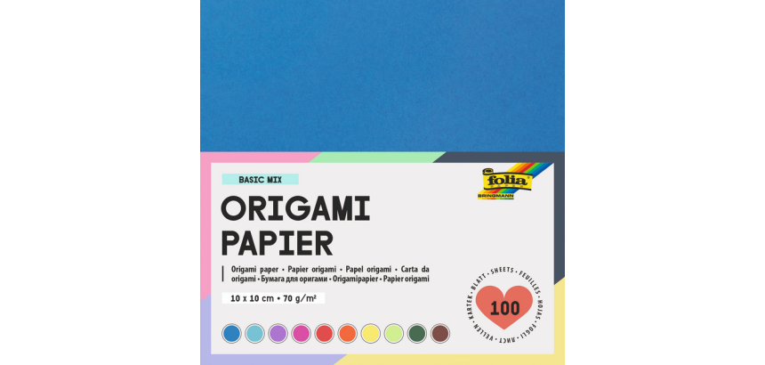 Feuilles de pliage Folia 70g 10x10cm assorti 100 feuilles