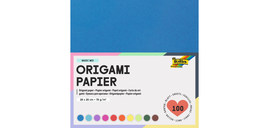 Feuilles de pliage Folia 70g 20x20cm assorti 100 feuilles