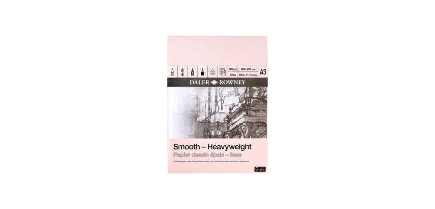 Daler Rowney glattes dickes Zeichenpapier 220g A3 25 Blatt weiß