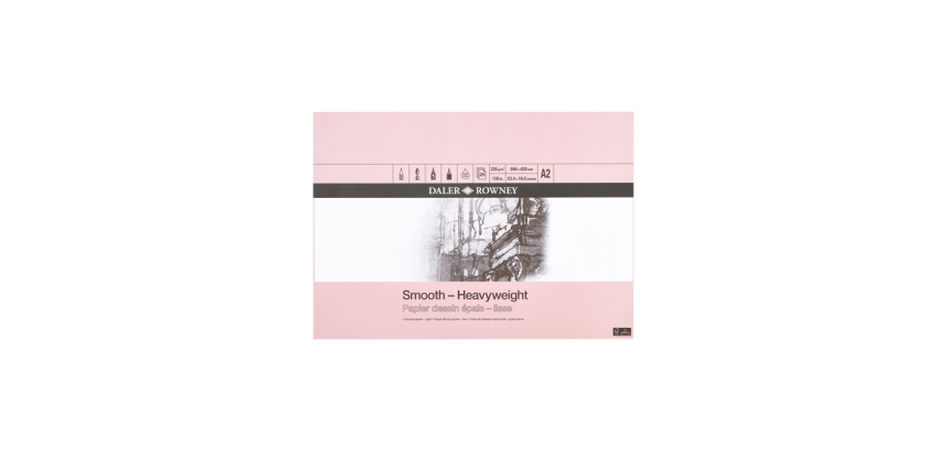 Papier dessin Daler Rowney épais lisse 220g A2 25 feuilles blanc
