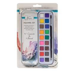 Peinture aquarelle Nassau Art boîte de 18 godets et pinceau