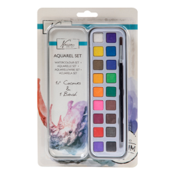 Peinture aquarelle Nassau Art boîte de 18 godets et pinceau