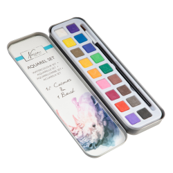 Peinture aquarelle Nassau Art boîte de 18 godets et pinceau