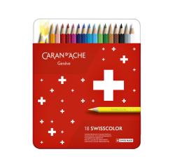 Crayon de couleur Caran d'Ache Swisscolor boîte 18 pièces assorti