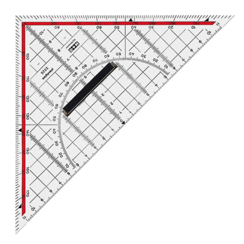 Geodriehoek M+R 220mm plexiglas transparant