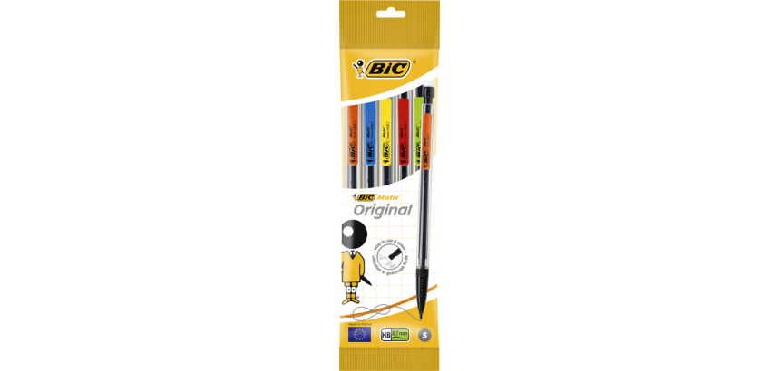 BIC Matic Original Mechanical Pencil HB 0.7mm Assorted Pack of 5 Pieces