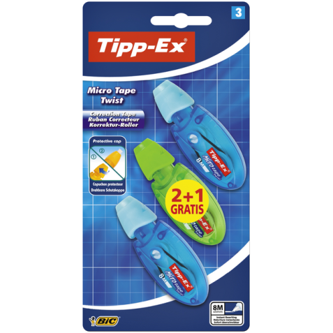 Correctieroller Tipp-ex micro twist 5mmx8m blister 2+1 gratis