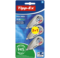 Correctietape Tipp-Ex mini pure ecolutions 5mmx6m blister 2+1 gratis
