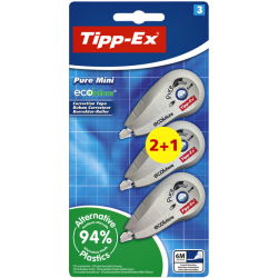 Roller correcteur Tipp-Ex 5mmx6m Ecolutions pure Mini blister 2+1 gratuit