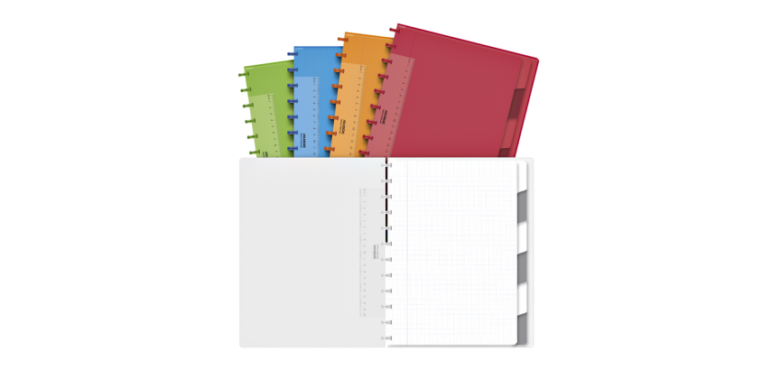Schrift Adoc A4 ruit 4x8mm 144 pagina's 90gr met 6 tabbladen assorti