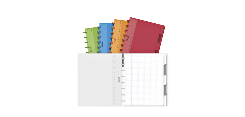 Schrift Adoc A5 ruit 5x5mm 144 pagina's 90gr met 5 tabbladen assorti