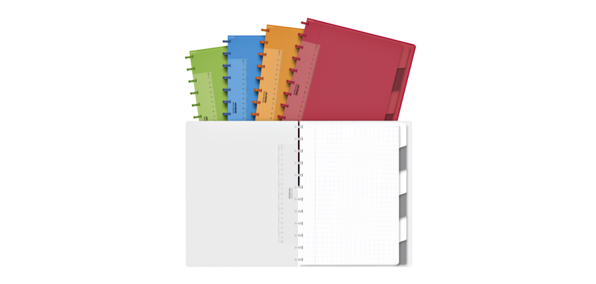 ADOC Notebook A4 5x5mm grid 144 pages 90g 6 assorted dividers