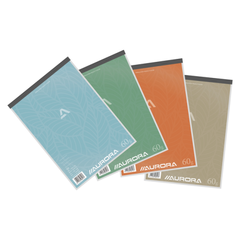 Bloc-notes Aurora A4 ligné 100 feuilles 60g assorti