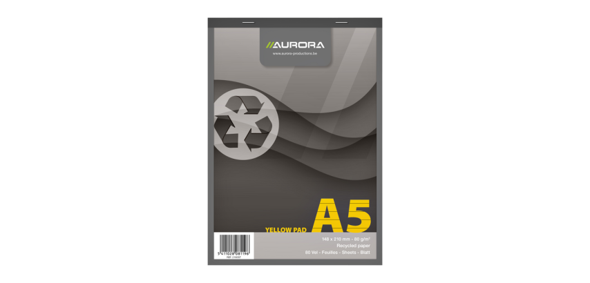 Aurora Notizblock A5 liniert 80 Blatt 80g GELB