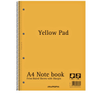 Bloc spirale Aurora Yellow Pad A4 ligné 4 perf 160 pages 80g jaune