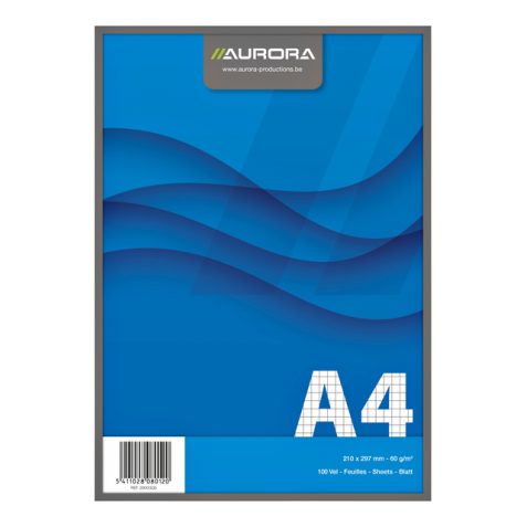 Bloc-notes Aurora A4 carreau 5x5mm 100 feuilles 60g bleu