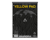 Schrijfblok Aurora A4 lijn 80 vel 80 gr 4-gaats GEEL