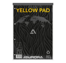 Bloc-notes Aurora A4 ligné 80 feuilles JAUNE