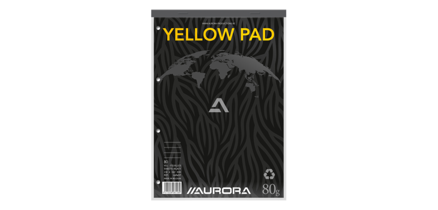Aurora A4 Lined Notepad 80 Sheets YELLOW