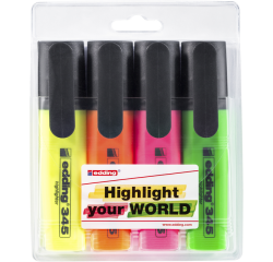 Surligneur edding 345 2-5mm assorti set 4 pièces