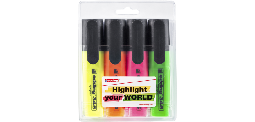 Surligneur edding 345 2-5mm assorti set 4 pièces