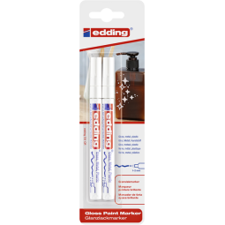 Viltstift edding 751 lakmarker rond 1-2mm wit blister à 2 stuks