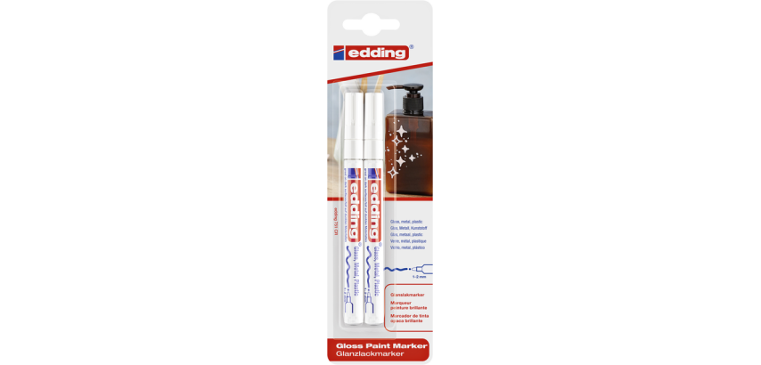 Marqueur peinture edding 751 à base d'huile 1-2mm blanc blister 2 pièces