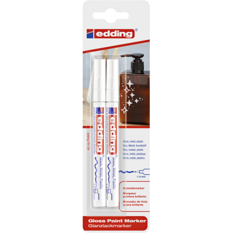 Feutre peinture edding 751 ogive 1-2mm blanc blister 2 pièces