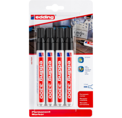 Marqueur edding 3300 biseau 1-5mm noir blister 4 pièces