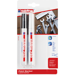 Marqueur peinture edding 750 ogive 2-4mm noir et blanc blister 2 pièces