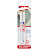 Feutre edding 780 laqué ogive 0,8mm blister 2 pièces blanc
