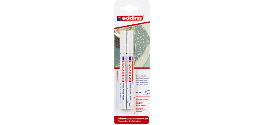 Oil-based edding 780 paint marker 0.8mm white blister pack of 2 pieces