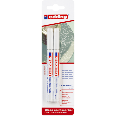 Viltstift edding 780 lakmarker rond 0.8mm wit blister à 2 stuks