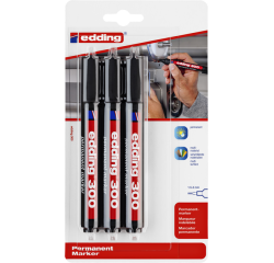 Viltstift edding 300 rond 1.5-3mm zwart blister à 3 stuks