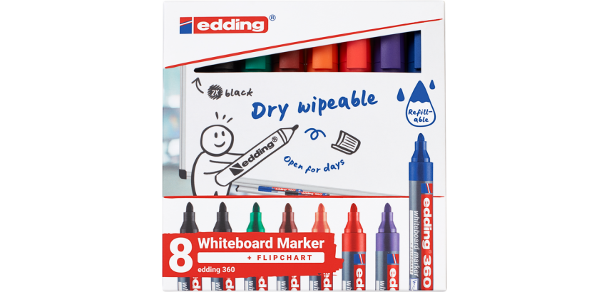 Whiteboard marker edding 360 bullet 1.5-3mm assorted set 8 pieces