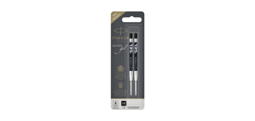 Parker Quink Gel Ink Refill Medium Black Blister Pack of 2 Pieces