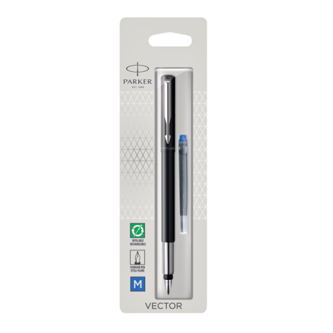 Vulpen Parker Vector black medium blister à 1 stuk