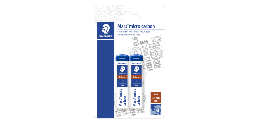 Staedtler Mars Carbon Micro Druckbleistift 0,5mm HB Blisterpackung 2 Stück