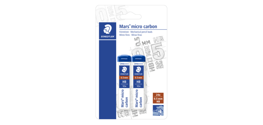 Potloodstift Staedtler Mars Carbon Micro 0.5mm HB blister 2 stuks
