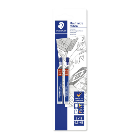 Mine portemine Staedtler Mars Carbon Micro 0,5mm HB blister 2 pièces