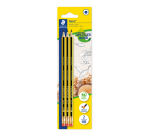 Staedtler Noris Bleistift HB mit Radiergummi Blister 3 Stück
