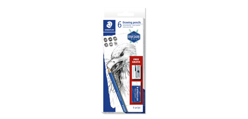 Set crayons Staedtler Design Journey Lumograph avec gomme et taille-crayon gratuits 6 pièces