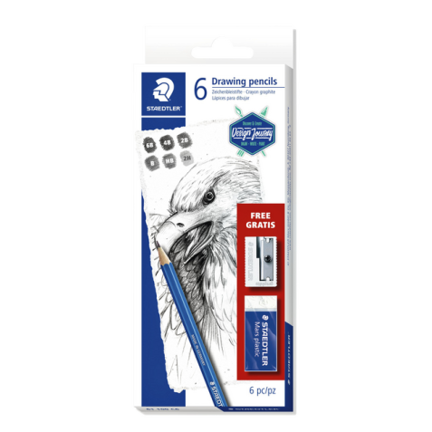 Potlodenset Staedtler Design Journey Lumograph met gratis gum en puntenslijper