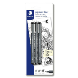 Fineliner Staedtler Pigment 308 blister blister 3 largeurs noir