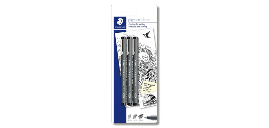 Fineliner Staedtler Pigment 308 blister blister 3 largeurs noir