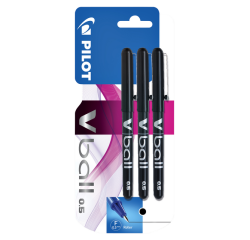 Rollerpen PILOT V-Ball 05 fijn zwart blister à 3 stuks
