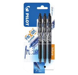 PILOT FriXion Clicker Rollerball Medium Black Blister Pack of 3 Pieces