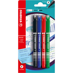 Fineliner STABILO Sensor 14900 fijn assorti blister à 4 stuks